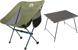 Night Cat Backpacking Chair Ultralight with Folding Camping Table Low Back Camping Chairs Foldable Portable Compact Supports 330 LBS Green Without Neck Support