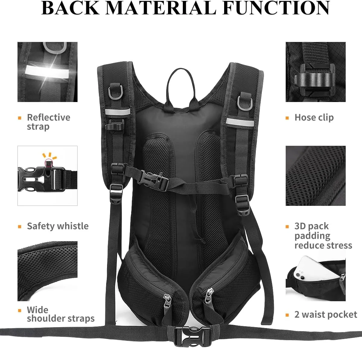 NONSAR Hydration Backpack, Hiking Backpack with 3L Water Bladder, Lightweight Insulation Hydration Pack, Water Backpack for Hiking, Cycling, Running, Festival, Camping for Men Women