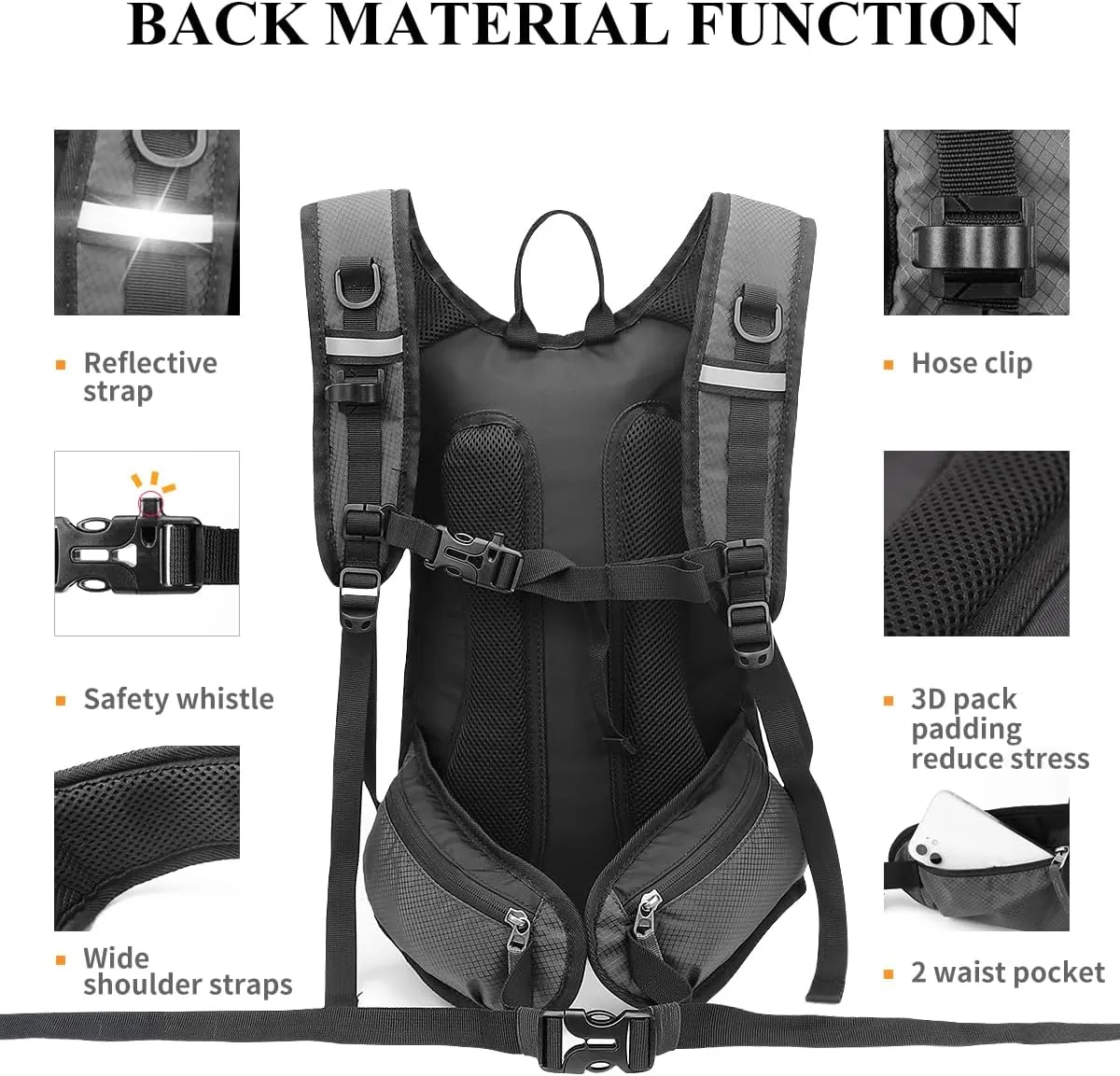 NONSAR Hydration Backpack, Hiking Backpack with 3L Water Bladder, Lightweight Insulation Hydration Pack, Water Backpack for Hiking, Cycling, Running, Festival, Camping for Men Women
