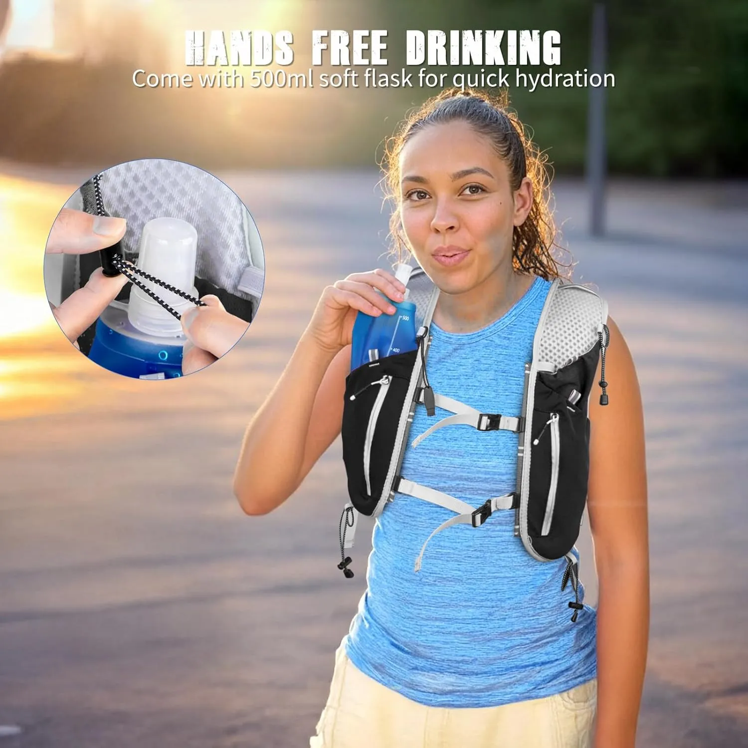 NONSAR Running Vest Backpack 7L, Running Vest for Men Women, Lightweight Pack with 500ml Soft Flask, Adjustable Chest Straps and Reflective Running Hydration Vest for Running Hiking Cycling Camping