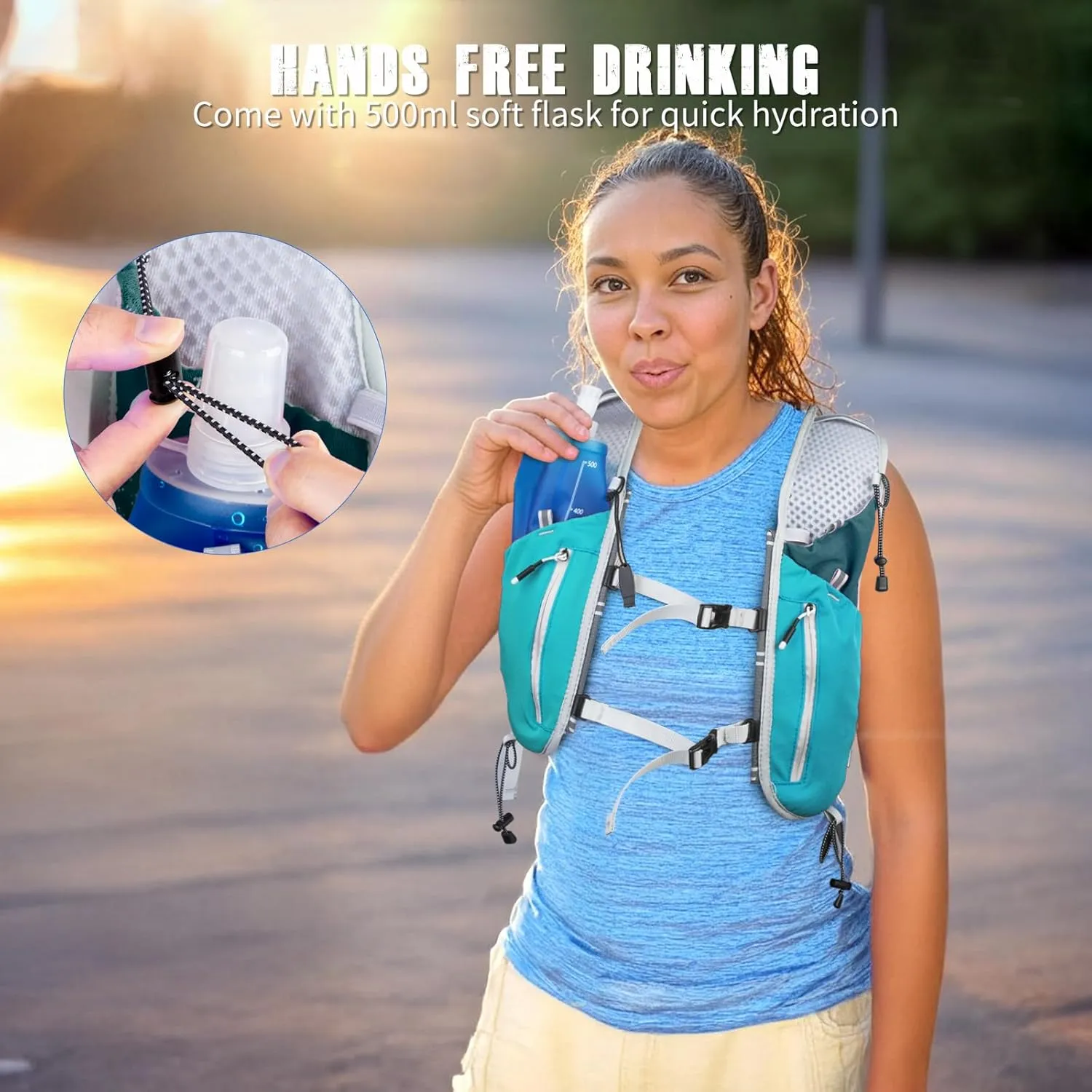 NONSAR Running Vest Backpack 7L, Running Vest for Men Women, Lightweight Pack with 500ml Soft Flask, Adjustable Chest Straps and Reflective Running Hydration Vest for Running Hiking Cycling Camping