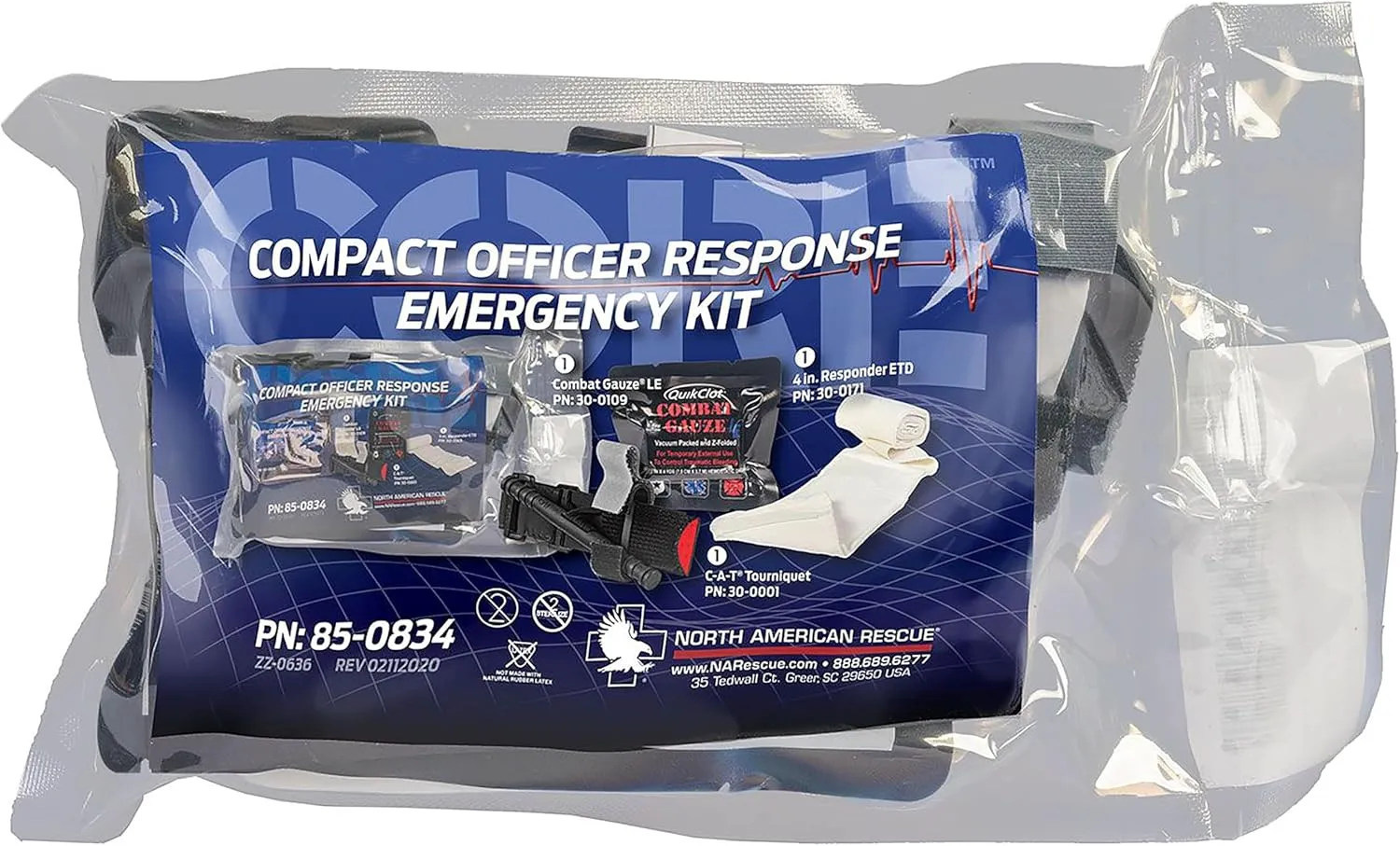 North American Rescue Officer Response Emergency Kit NAR Core Police First Aid with C-A-T Tourniquet, Gauze, ETD Dressing (85-0834)