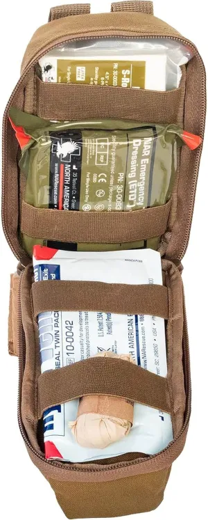 North American Rescue ROO M-FAK Kit (Coyote) NAR Responders Medical First Aid with C-A-T Tourniquet, ETD, Gauze, Chest Seal, Gloves (80-1050)