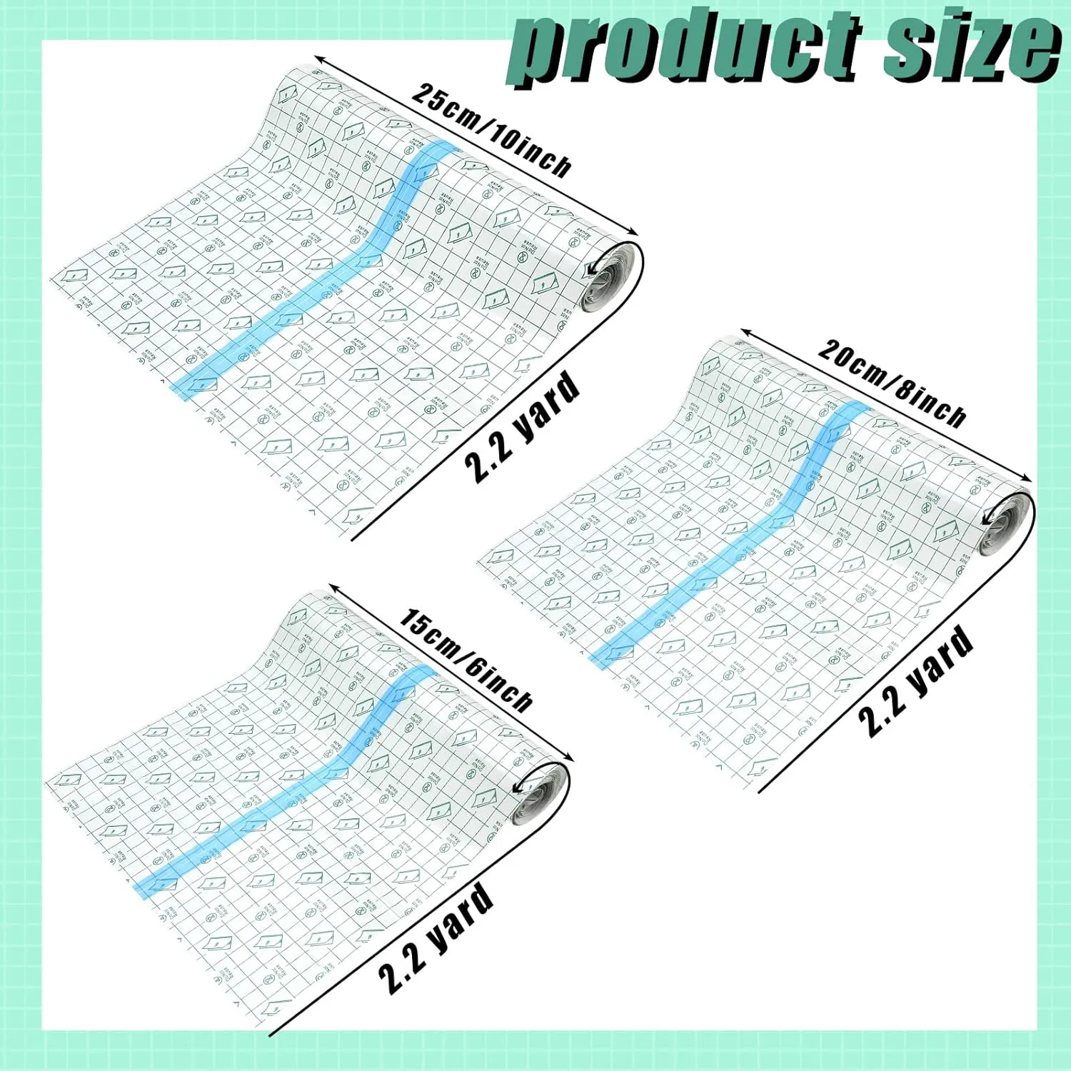 Nuanchu 9 Rolls Tattoo Aftercare Bandage Waterproof Transparent Stretch Adhesive Bandages Tape Clear Tattoo Film Wrap for Swimming, 3 Sizes(6 Inch, 8 Inch, 10 Inch Wide)