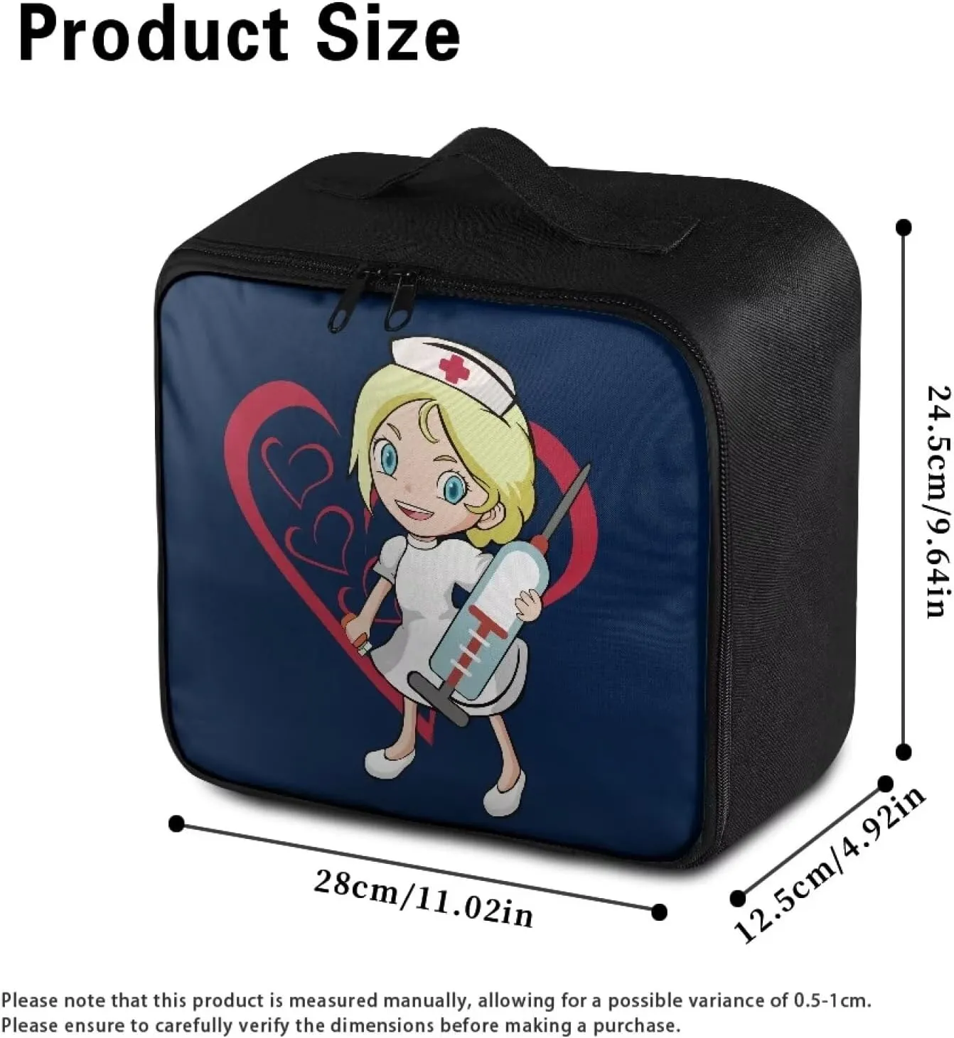 Nurse Girl First Aid Bag Cute First Aid Kit Bag Empty Medicine Bag for Home Outdoor Travel Camping Hiking Medium Empty Medical Storage Bag Portable Pouch Dark Blue