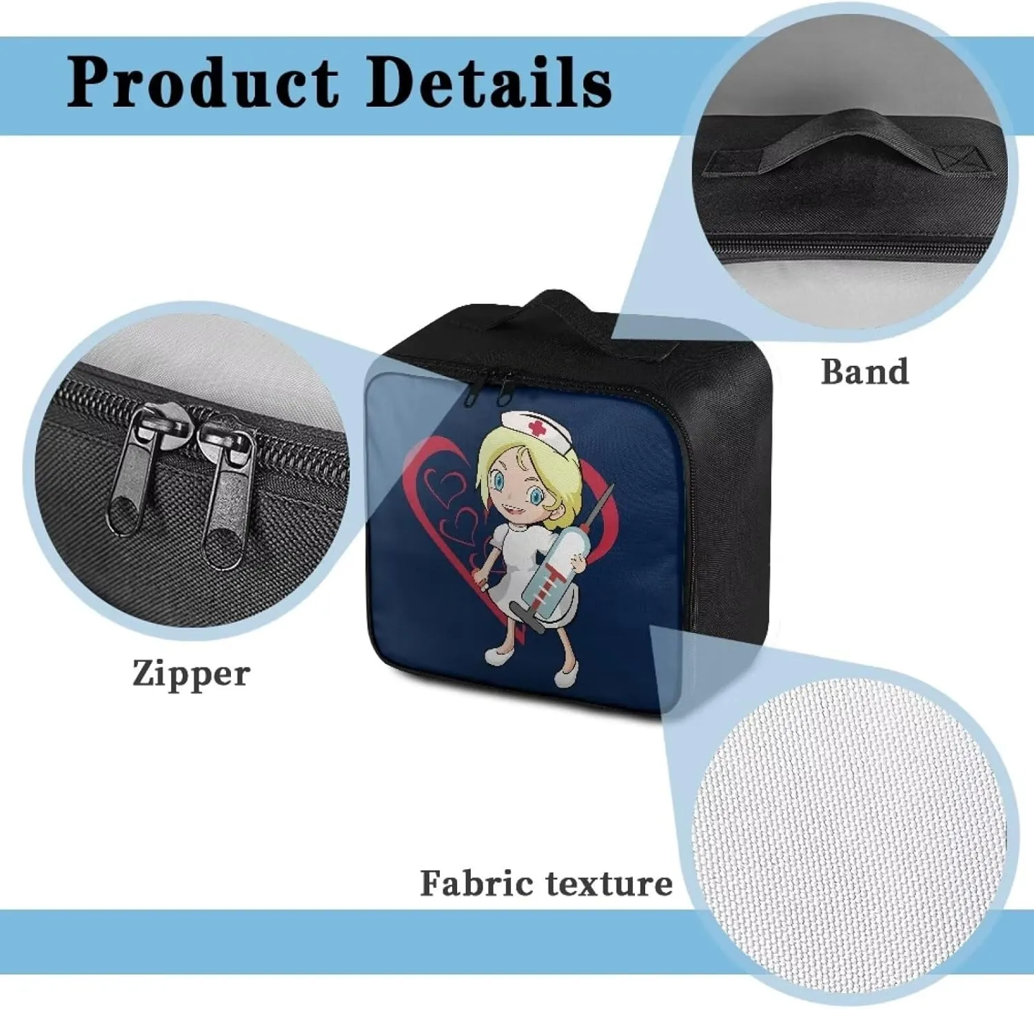 Nurse Girl First Aid Bag Cute First Aid Kit Bag Empty Medicine Bag for Home Outdoor Travel Camping Hiking Medium Empty Medical Storage Bag Portable Pouch Dark Blue