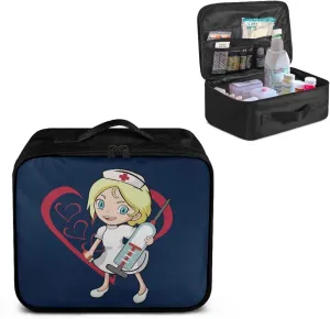 Nurse Girl First Aid Bag Cute First Aid Kit Bag Empty Medicine Bag for Home Outdoor Travel Camping Hiking Medium Empty Medical Storage Bag Portable Pouch Dark Blue