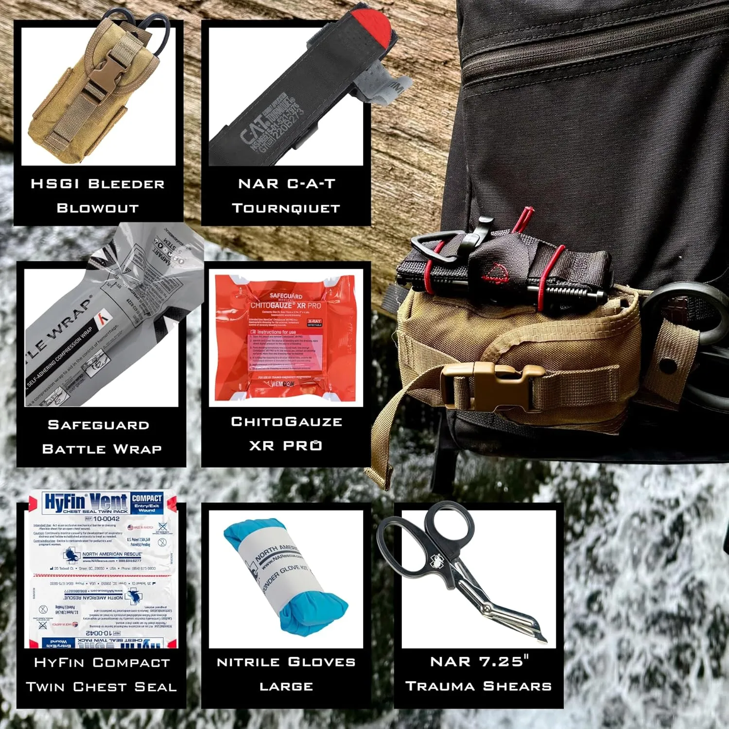 Off Grid Bleeder Blowout Trauma Kit (Black) | Compact Tactical IFAK Ideal for Law Enforcement, Hiking, and Camping