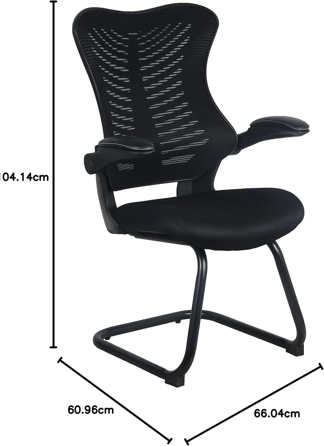 OfficeFactor Reception Guest Office Chairs with Flip Up Arms – Comfortable Mesh, Ergonomic Contour, Modern Convertible Furniture for Visitors, Meeting Groups 300 Lbs Rated (Black)