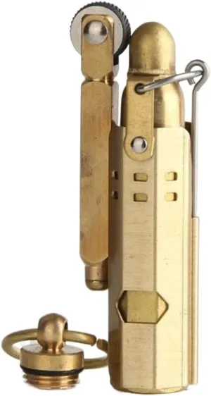 Old-Fashioned Lighter, Flint Lighter, Lighter Windproof and Reusable, Pure Copper Kerosene Lighter, Pure Copper Gift, Brass Lighter, Portable Kerosene Lighter (Without Kerosene) (Color : A)