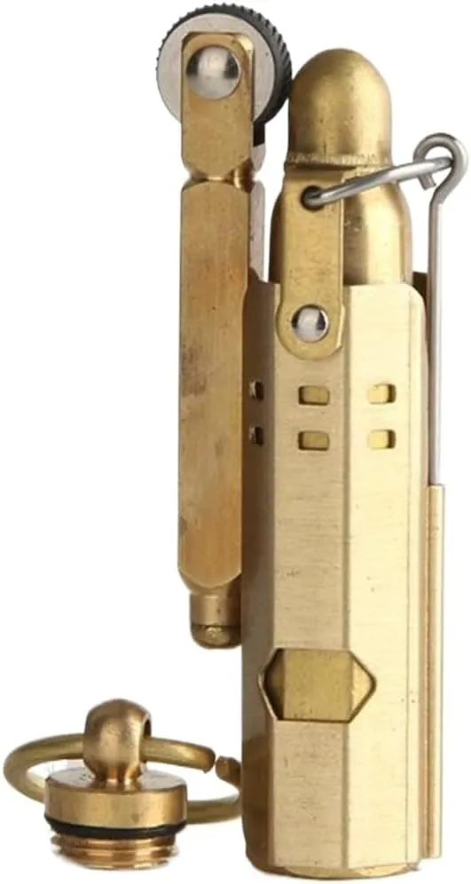 Old-Fashioned Lighter, Flint Lighter, Lighter Windproof and Reusable, Pure Copper Kerosene Lighter, Pure Copper Gift, Brass Lighter, Portable Kerosene Lighter (Without Kerosene) (Color : A)