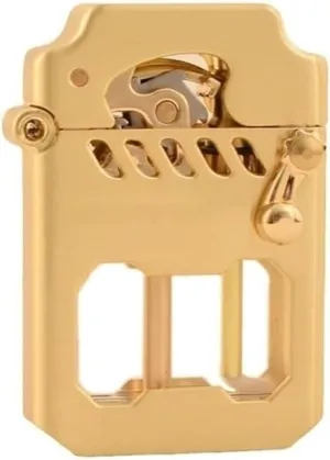 Old-Fashioned Metal Kerosene Lighter, refillable Kerosene Lighter, with Fuel Observation Window, Rocker Linkage Transmission Gear Ignition Lighter, Suitable for Wilderness, Travel, Camping (excluding