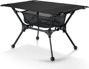 OneTigris Dipper Camping Table, Lightweight Portable Folding Table with Mesh Storage Net, High/Low Options, Ideal for Camping, Hiking, Tailgating, Beach, Picnic, Travel, Backyard (Black)