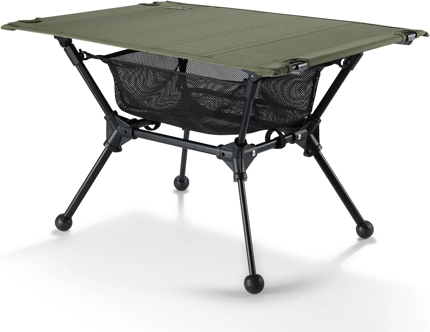 OneTigris Dipper Camping Table, Lightweight Portable Folding Table with Mesh Storage Net, High/Low Options, Ideal for Camping, Hiking, Tailgating, Beach, Picnic, Travel, Backyard (Ranger Green)