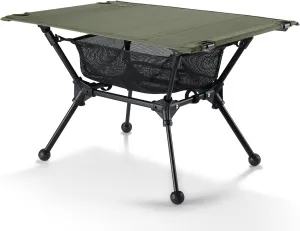 OneTigris Dipper Camping Table, Lightweight Portable Folding Table with Mesh Storage Net, High/Low Options, Ideal for Camping, Hiking, Tailgating, Beach, Picnic, Travel, Backyard (Ranger Green)