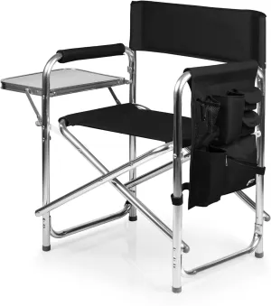 ONIVA - a Picnic Time brand - Sports Chair with Side Table, Beach Chair, Camp Chair for Adults, (Black)