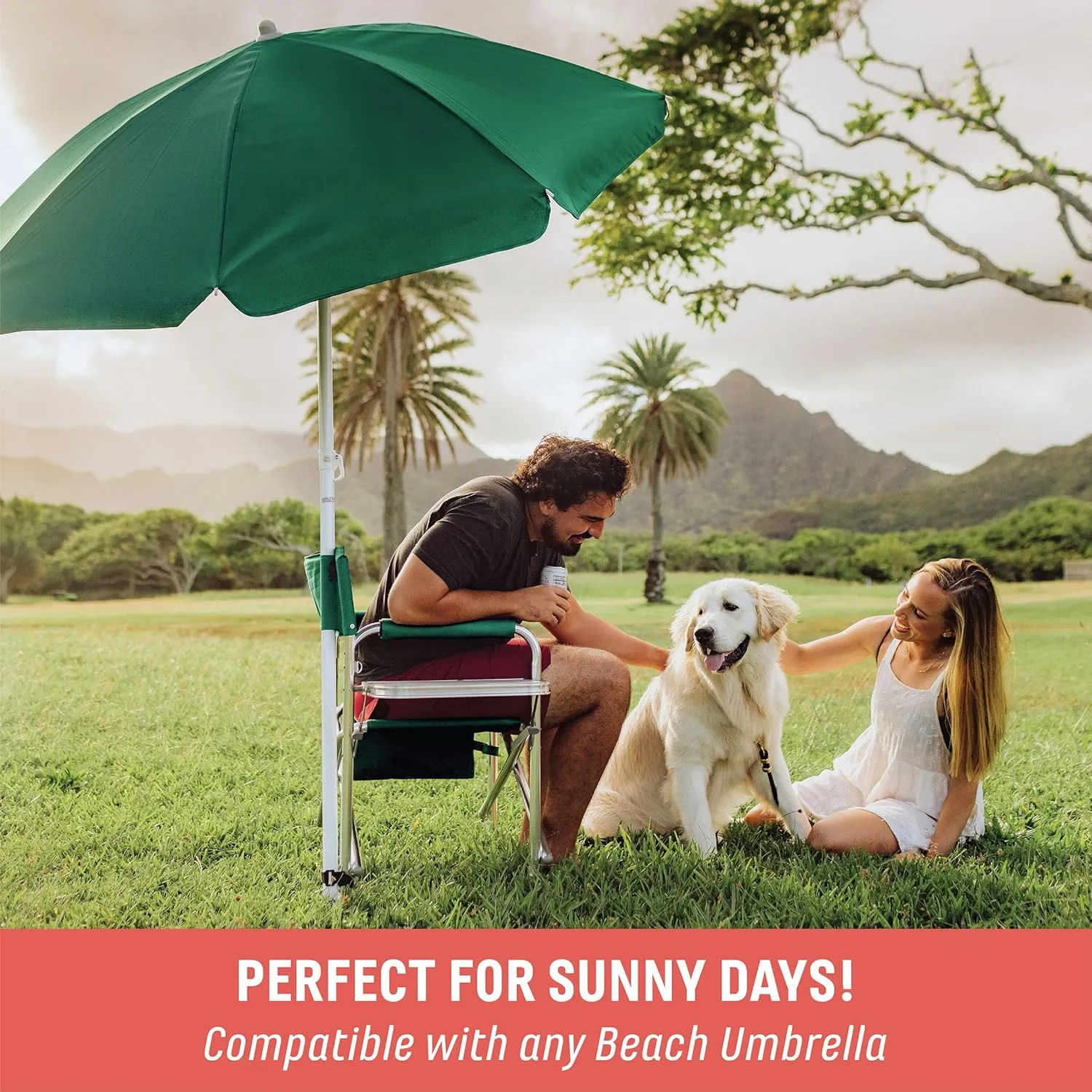 ONIVA - a Picnic Time brand - Sports Chair with Side Table, Beach Chair, Camp Chair for Adults, (Black)