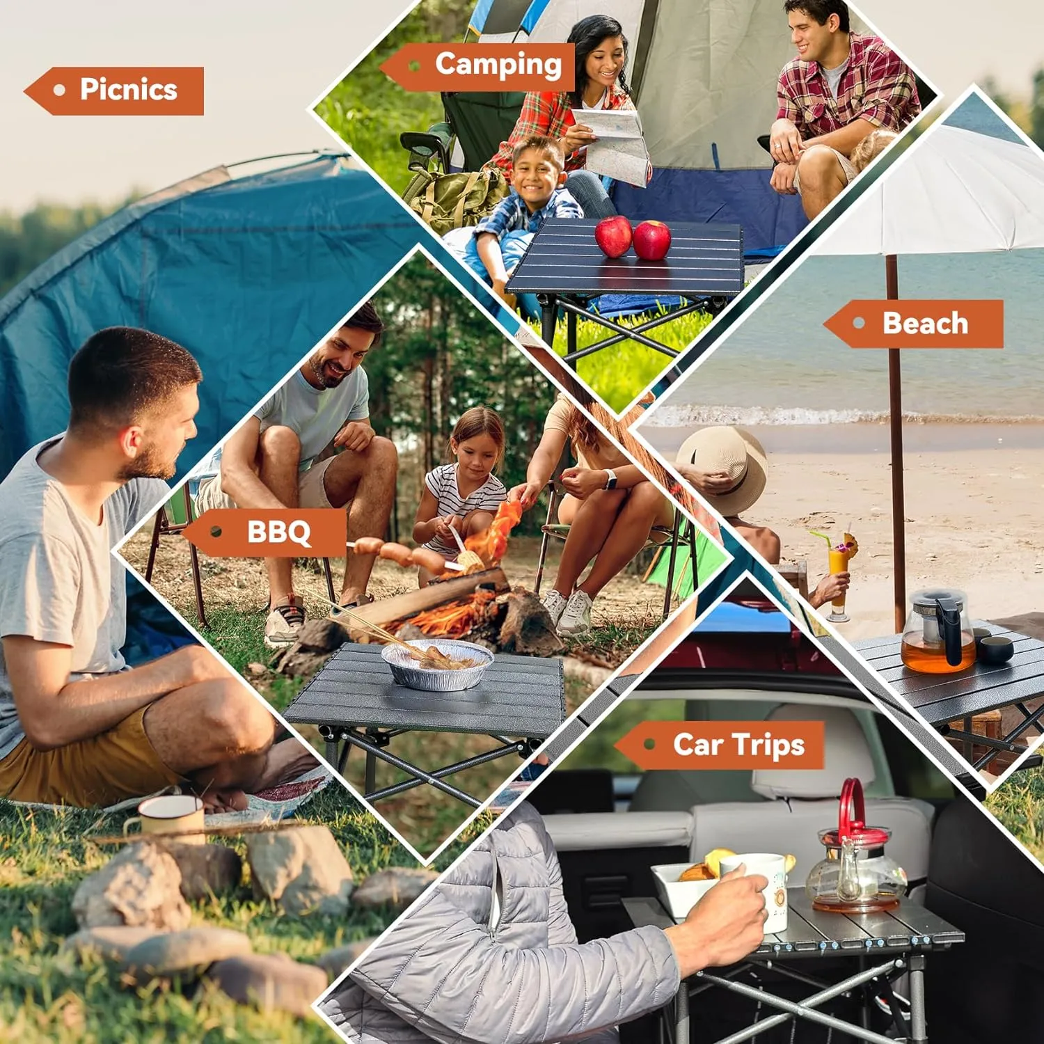 Opliy Folding Camping Table,Portable Table for 1-2 Persons -Collapsible Table Lightweight with Carry Bag for Camping, Hiking, Picnics, BBQs, Beach Trips & Tailgating(16.5 inch).