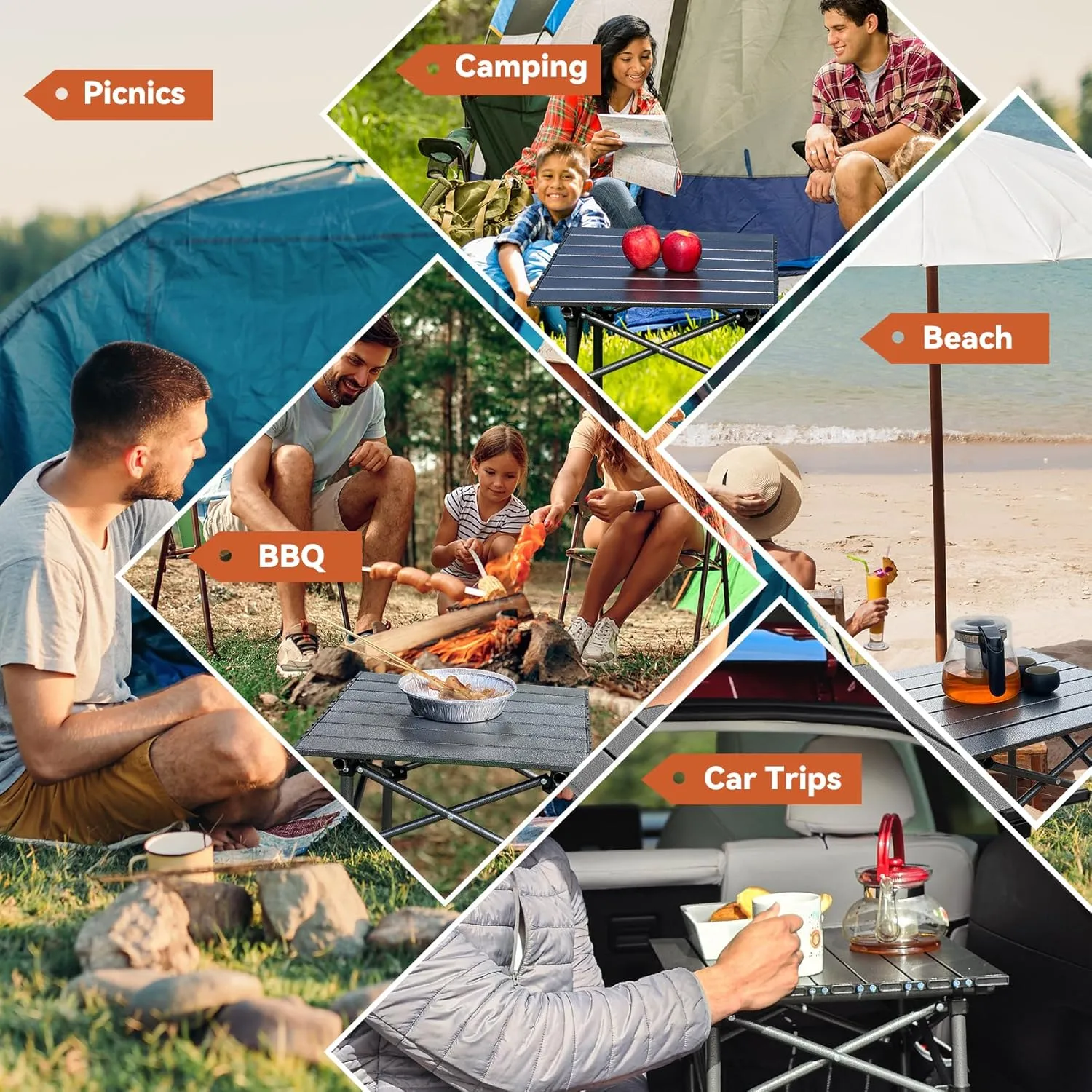Opliy Portable Folding Camping Table for 2-4 Persons Aluminum Collapsible Table Lightweight with Carry Bag for Camping, Hiking, Picnics, BBQ, Beach Trips & Tailgating