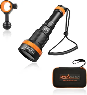 ORCATORCH ZD710 Zoomable Dive Light 2700 Lumen Adjustable Focus (8°-76°) & ZJ18 New Universal Ball Joint Bracket Combo