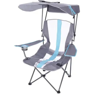 Original Foldable Canopy Chair - Grey and Light Blue Portable Shade Seating