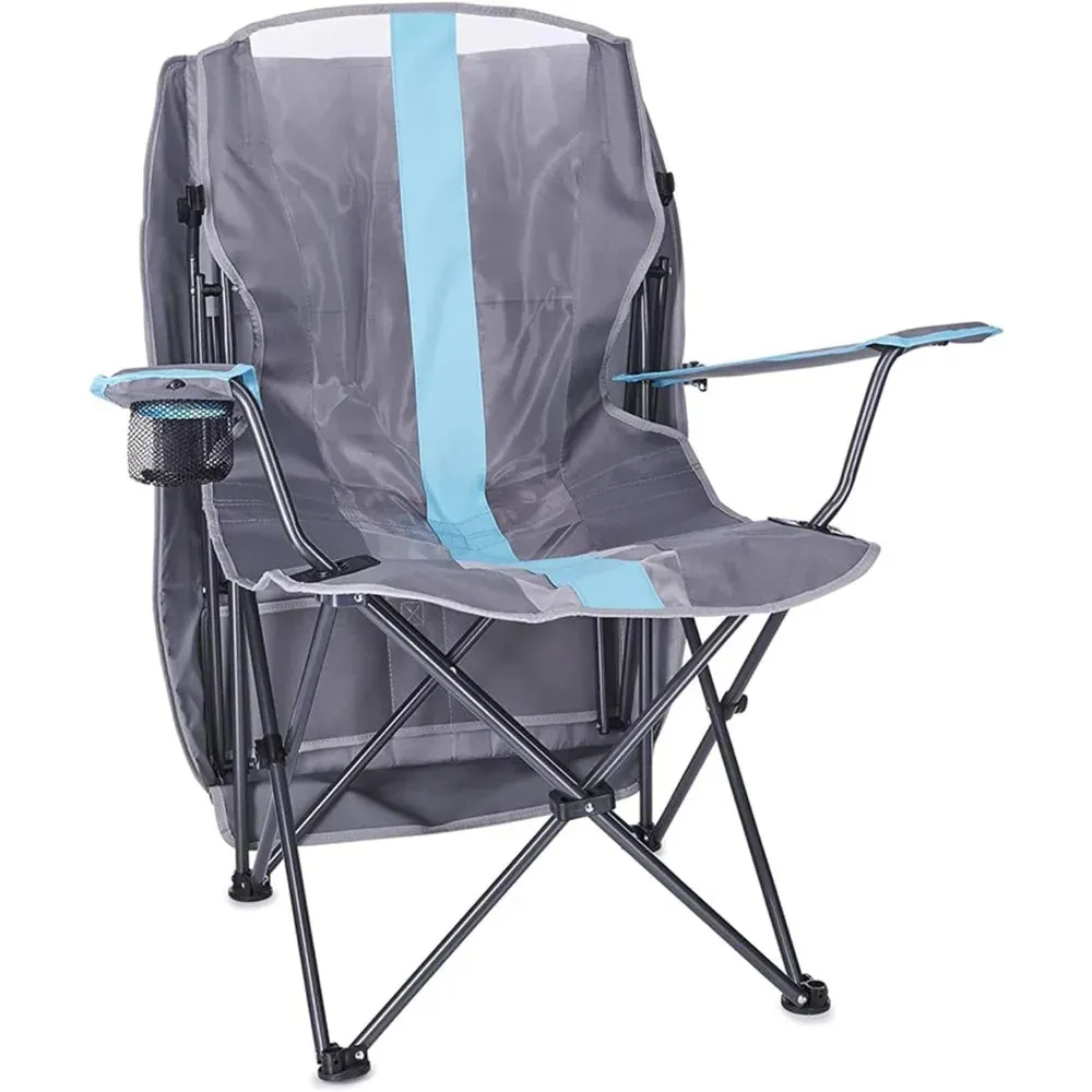 Original Foldable Canopy Chair - Grey and Light Blue Portable Shade Seating