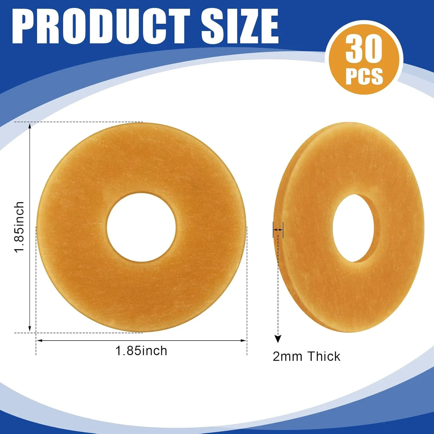 Ostomy Barrier Rings Adapt Moldable Skin Extender Outer Diameter 2 Inch(48mm)-2mm Thickness Ostomy Bag Supplies Hydrocolloid Skin Extender Rings Better Seal Skin Barrier(30 Pcs)