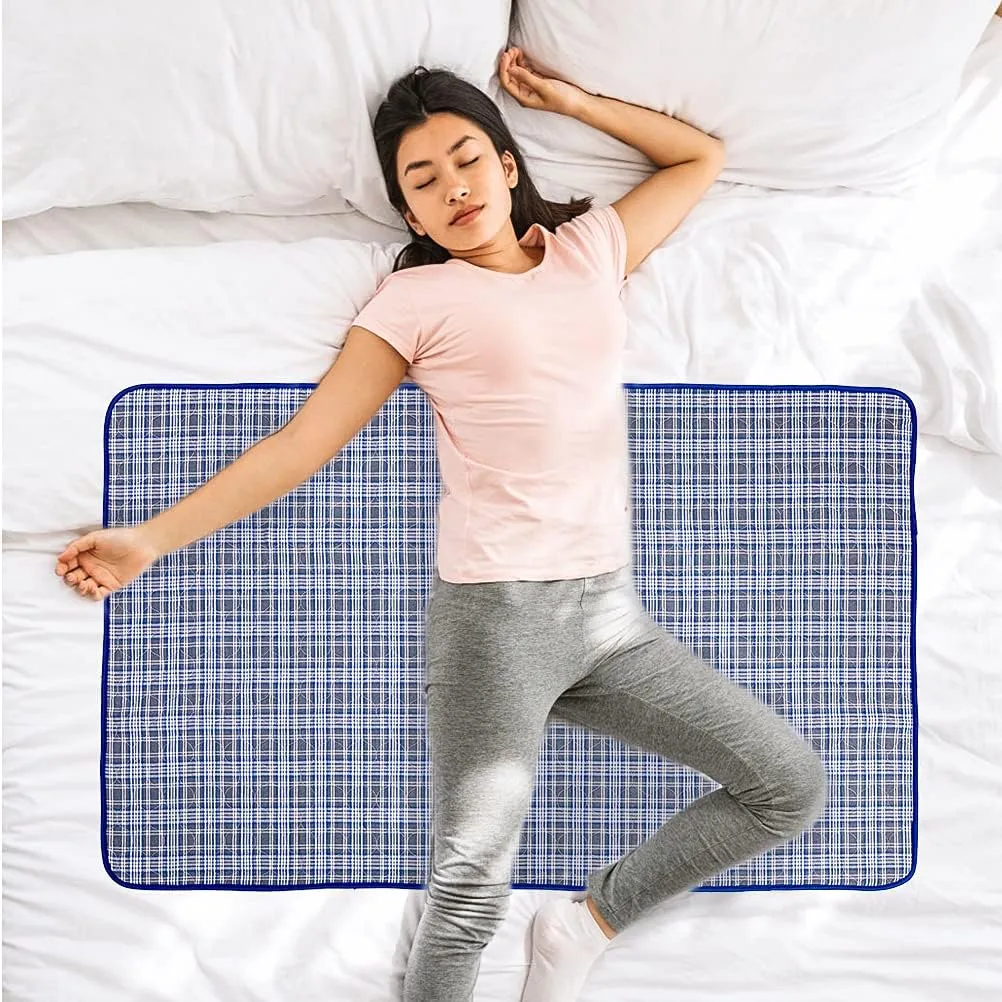 OUTCREATOR® Washable Bed Pads 34" x 54" (Pack of 2) for Incontinence Mattress Protector, Reusable Underpads for Elderly, Adults, Kids, Pets with Anti-Slip Bottom (Light Blue Plaid)