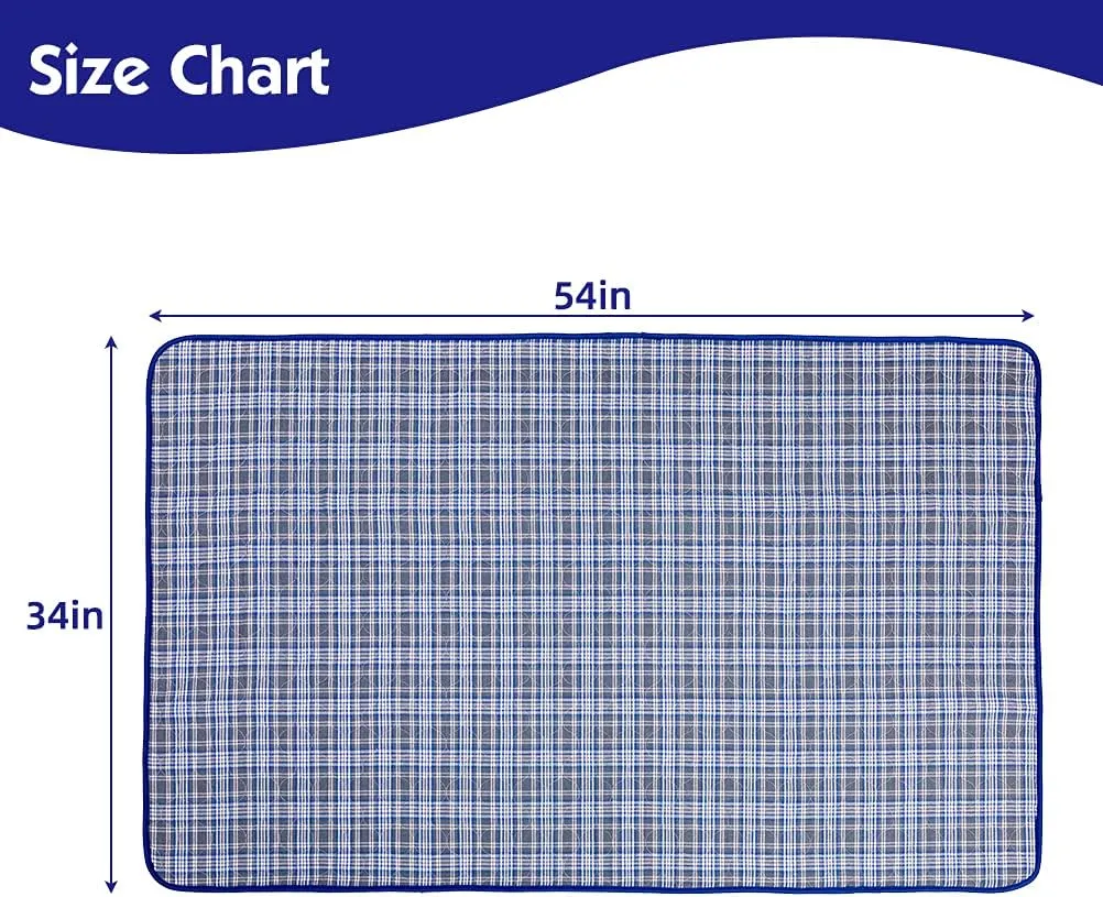 OUTCREATOR® Washable Bed Pads 34" x 54" (Pack of 2) for Incontinence Mattress Protector, Reusable Underpads for Elderly, Adults, Kids, Pets with Anti-Slip Bottom (Light Blue Plaid)