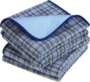 OUTCREATOR® Washable Bed Pads 34" x 54" (Pack of 2) for Incontinence Mattress Protector, Reusable Underpads for Elderly, Adults, Kids, Pets with Anti-Slip Bottom (Light Blue Plaid)