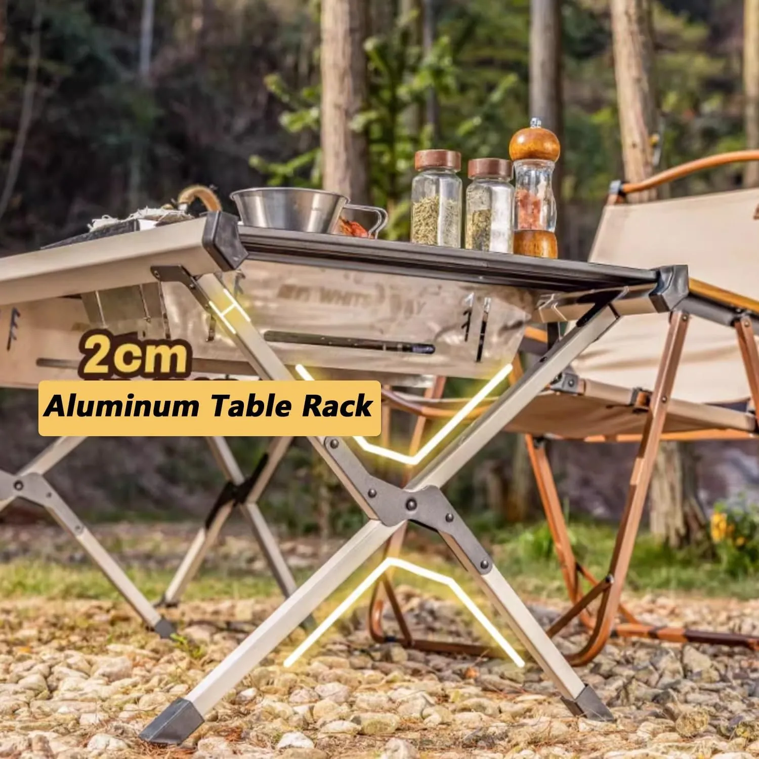 Outdoor BBQ Folding Camping Table Portable Outdoor Grill Table Camping Kitchen Station Lightweight & Portable with Storage Carrying Bag for BBQ Grilling RV Picnic Backyards(Gray,92cm/36in)