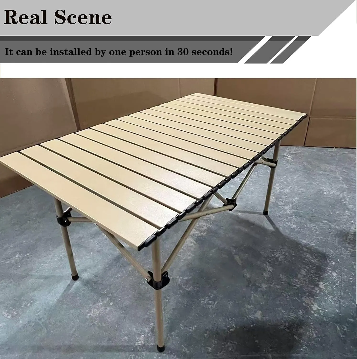 Outdoor Camp Table, Fold up Lightweight Portable, 1-4 Person Camping Folding Roll up Aluminum Table with Carry Bag,Beige