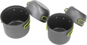 Outdoor Camping Cookware Set, 4pcs Camping Pot Kit Multi Layers Anti Scalding Design Mess Kit with Folding Handle for Hiking. Compact and Space Saving, Ideal for 2 to 3 Person