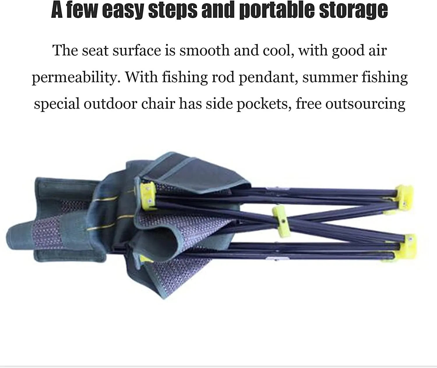 Outdoor Chair Folding Camping Chair Breathable Outdoor Mesh Chair Portable Beach Fishing Chair Folding Chair Stool with Side Pocket Portable Storage Camping Chair Foldable Chair