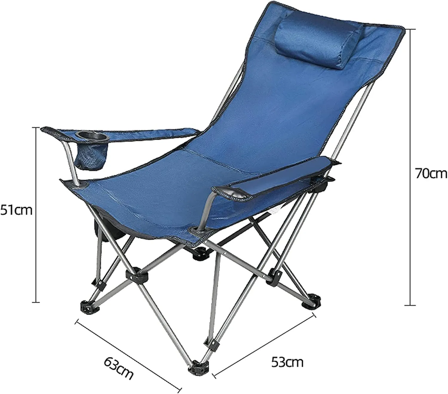 Outdoor Chair Folding Camping Chair Outdoor Folding Chair Portable Lawn Folding Seat Armchair with Cup Holder Pillow and Carry Bag Leisure Recliner Stool Camping Chair Foldable Chair