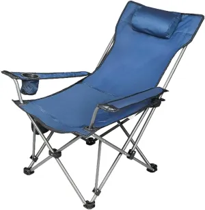 Outdoor Chair Folding Camping Chair Outdoor Folding Chair Portable Lawn Folding Seat Armchair with Cup Holder Pillow and Carry Bag Leisure Recliner Stool Camping Chair Foldable Chair
