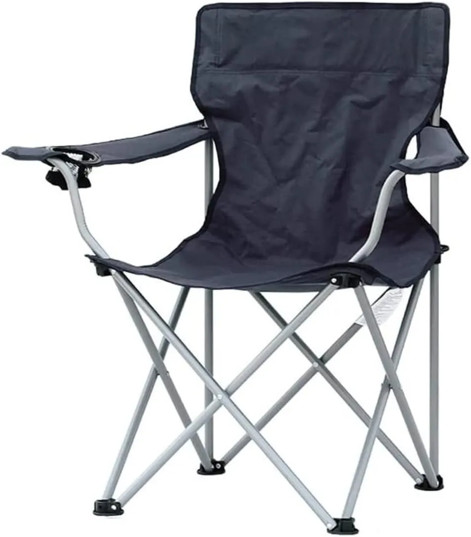 Outdoor Chair Folding Camping Chair Padded Camping Chairs Outdoor Folding Armchair With Cup Holder Beach Fishing Chair Portable Leisure High Backrest Chair Camping Chair Foldable Chair(Color:Black)