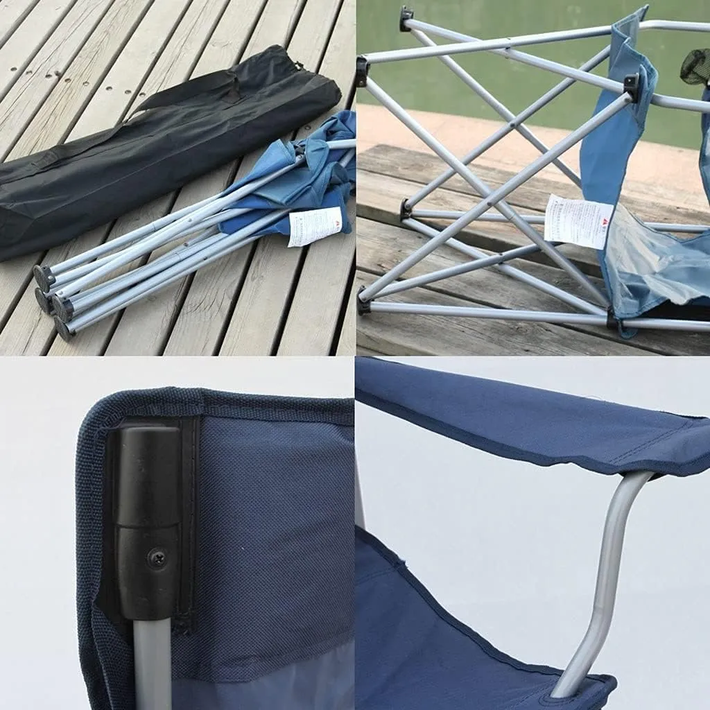 Outdoor Chair Folding Camping Chair Padded Camping Chairs Outdoor Folding Armchair With Cup Holder Beach Fishing Chair Portable Leisure High Backrest Chair Camping Chair Foldable Chair(Color:Black)