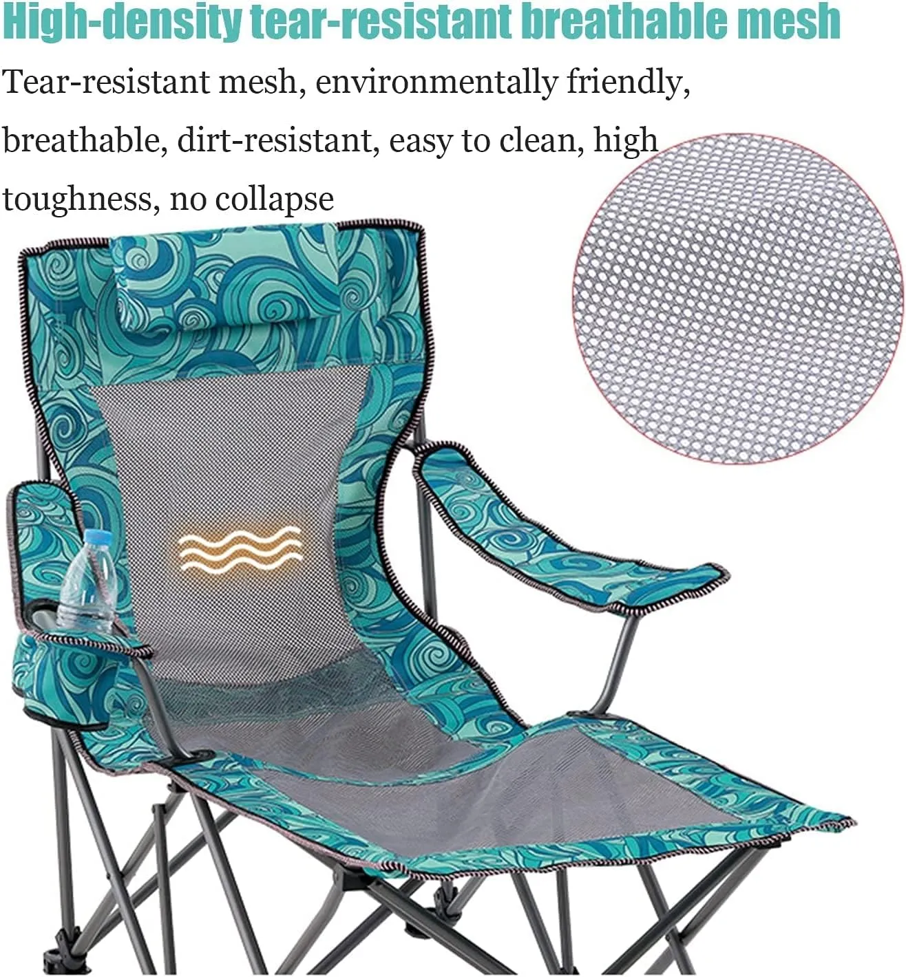 Outdoor Chair Folding Camping Chair Portable Camping Chair With Footrest Mesh Backrest Folding Reclining Lunch Break Bed Sitting Lying Dual-Purpose Beach Seat Camping Chair Foldable Chair ( Color : A