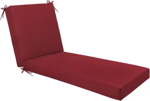 Outdoor Chaise Lounge Cushion - Waterproof & Fade Resistant Patio Lounger Cushions with Removable Cover for Pool, Deck, Lawn .70 x 22 x 4 Inch (Red)