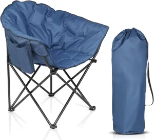 Outdoor Folding Camping Chair,Heavy Duty Padded Outdoor Chair,Portable Outdoor Camp Chair for Adults,Lightweight Foldable Camp Chair,with Carrying Bag,for Patio, Picnic, Fishing, Travel (Blue)