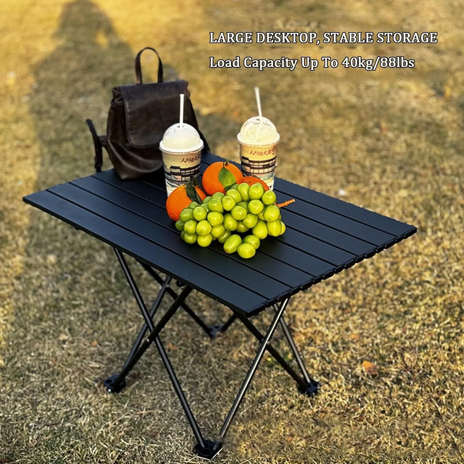 Outdoor Folding Camping Side Table, Ultralight Aluminum Camping Table with Carry Bag, Portable Small Folding Beach Table for Picnics, BBQ, Cooking, Travel, Hiking