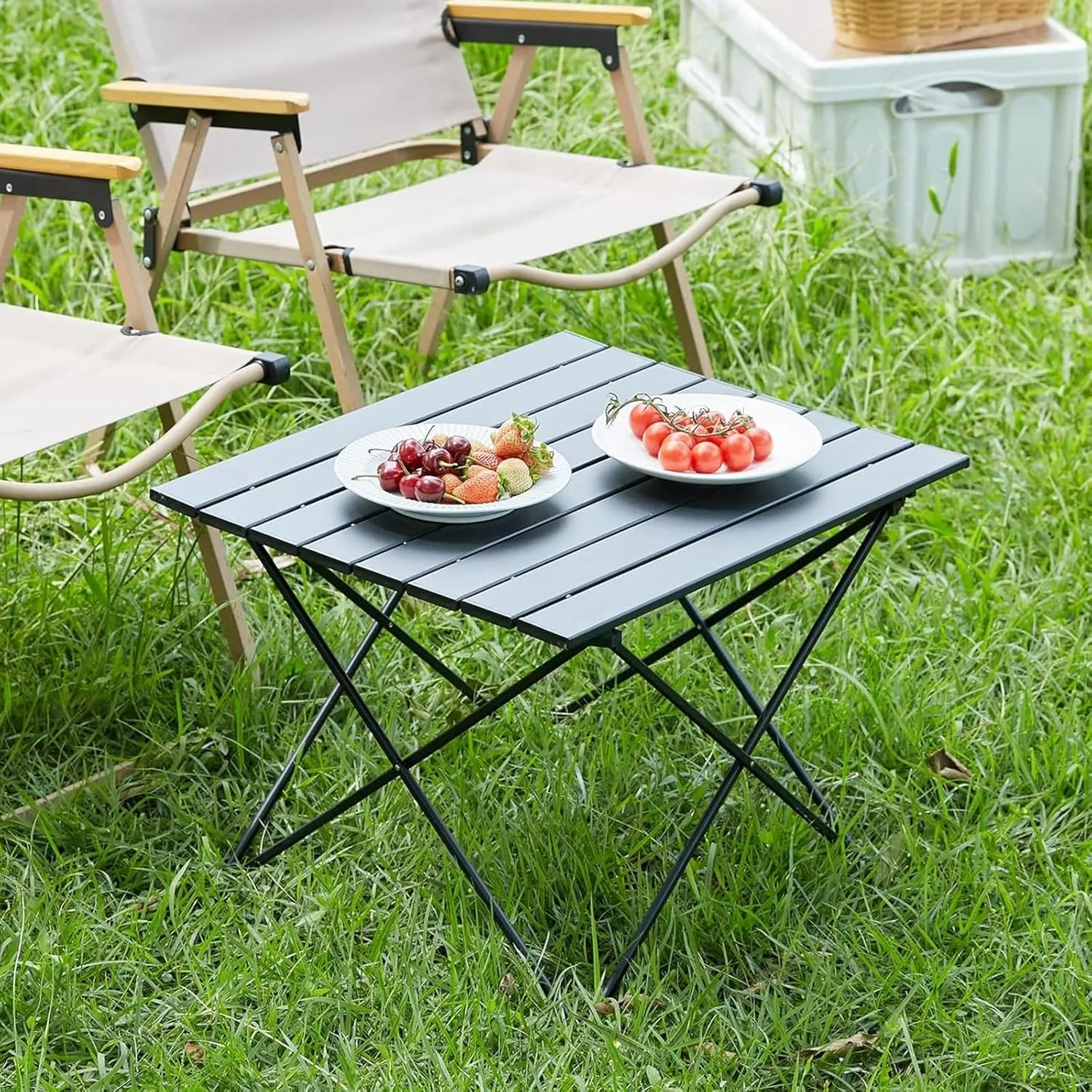 Outdoor Folding Camping Side Table, Ultralight Aluminum Camping Table with Carry Bag, Portable Small Folding Beach Table for Picnics, BBQ, Cooking, Travel, Hiking