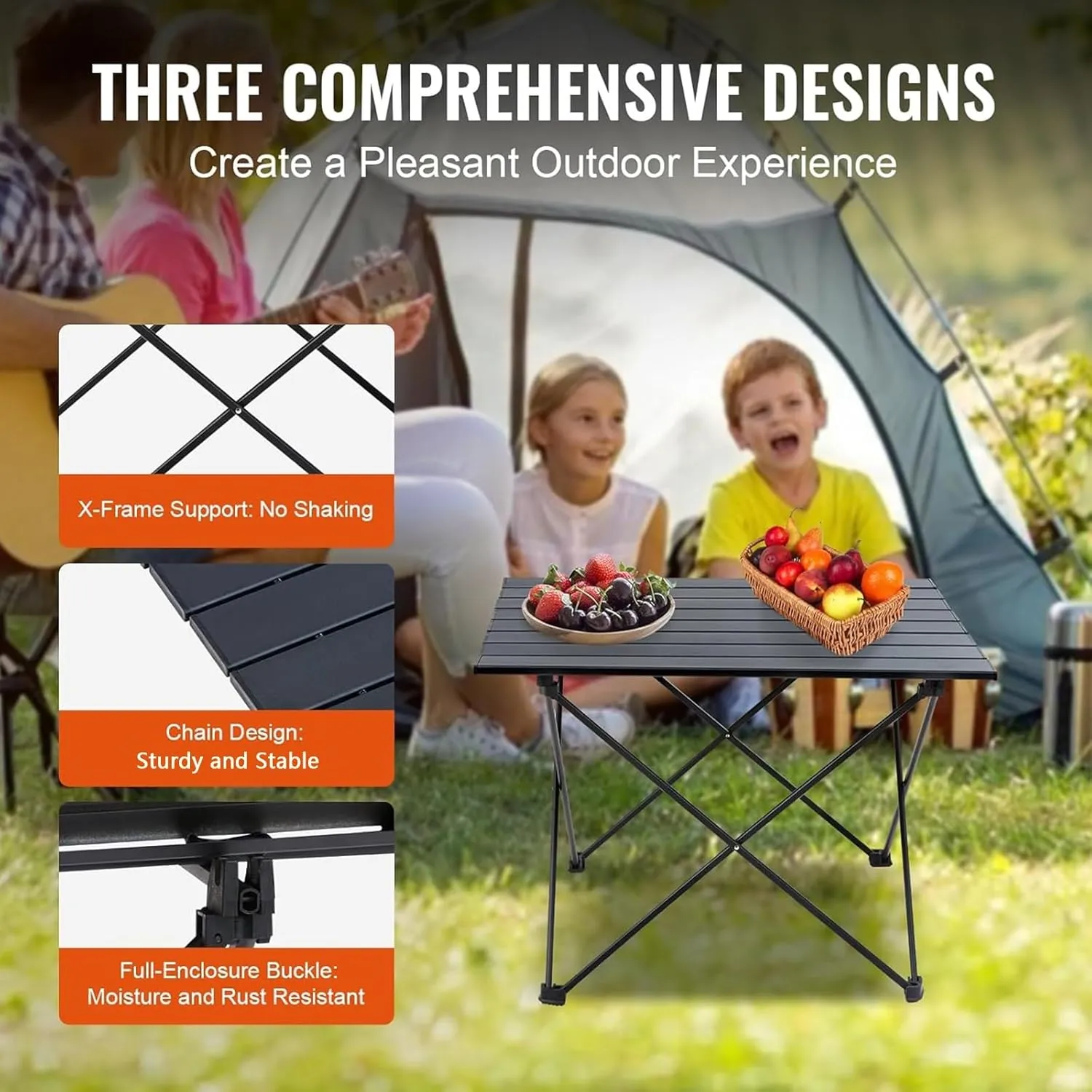 Outdoor Folding Camping Side Table, Ultralight Aluminum Camping Table with Carry Bag, Portable Small Folding Beach Table for Picnics, BBQ, Cooking, Travel, Hiking