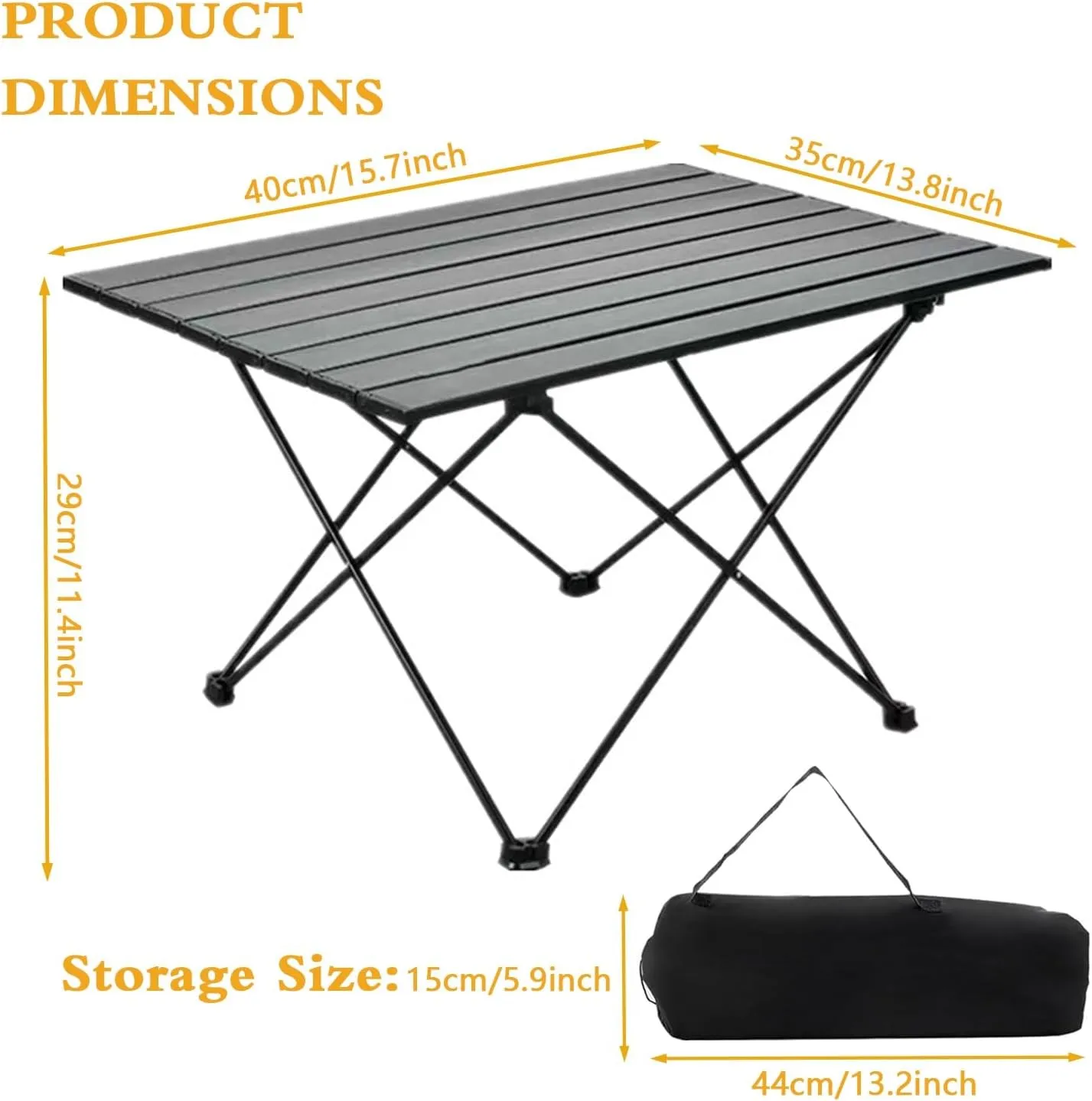 Outdoor Folding Camping Side Table, Ultralight Aluminum Camping Table with Carry Bag, Portable Small Folding Beach Table for Picnics, BBQ, Cooking, Travel, Hiking