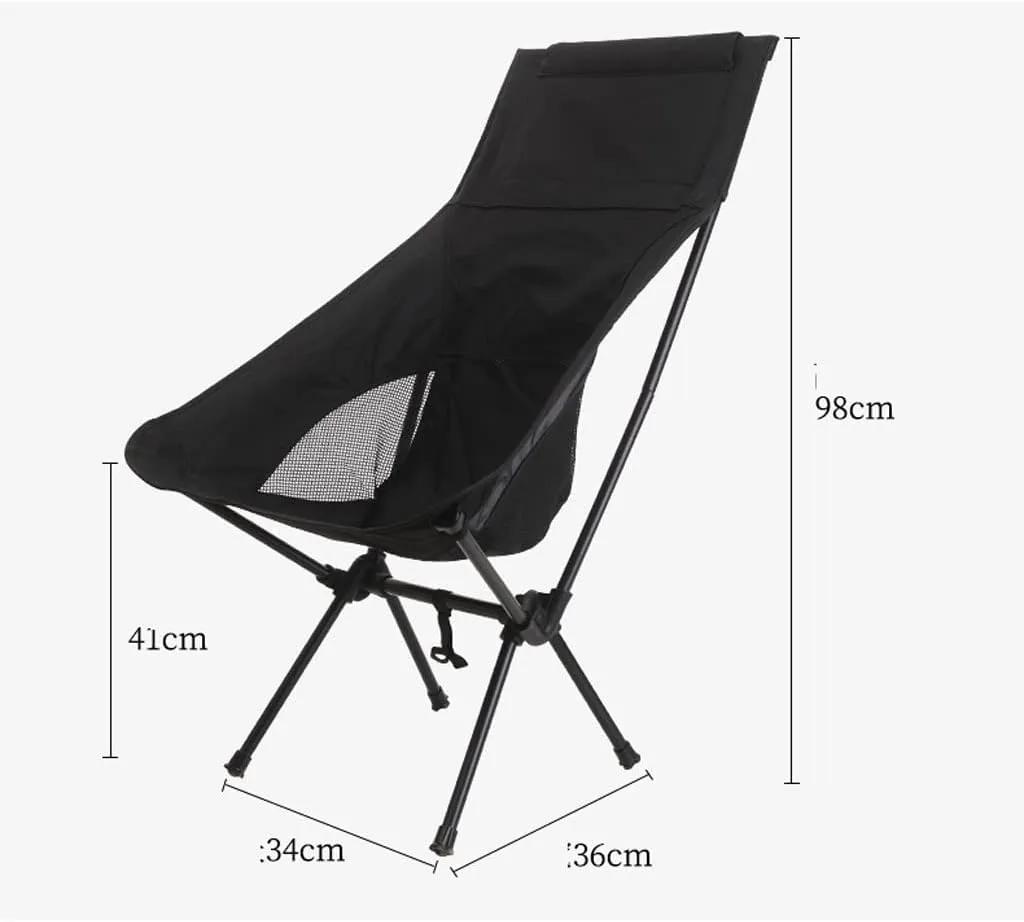 Outdoor Folding Chair Portable Camping Fishing Bench Picnic Leisure Recliner Camping Chair (Color : Beige)