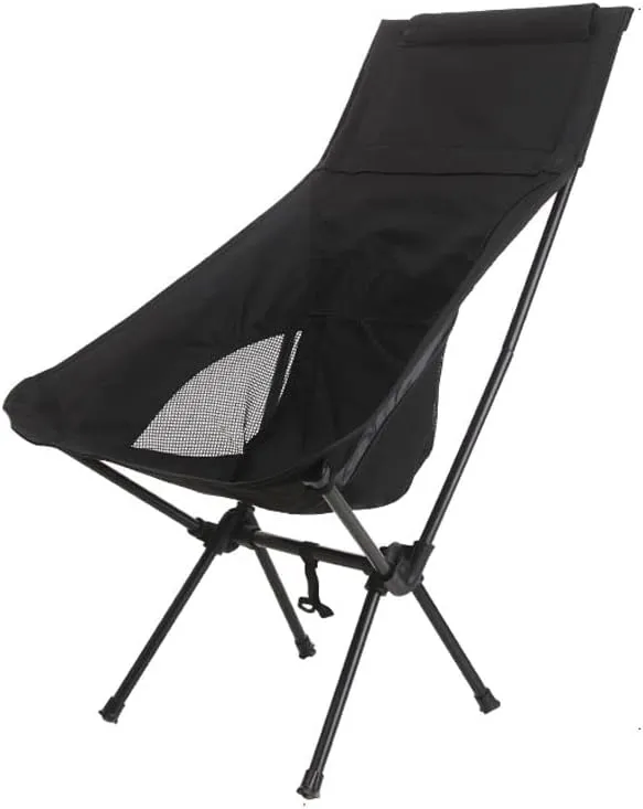 Outdoor Folding Chair Portable Camping Fishing Bench Picnic Leisure Recliner Camping Chair (Color : Schwarz)