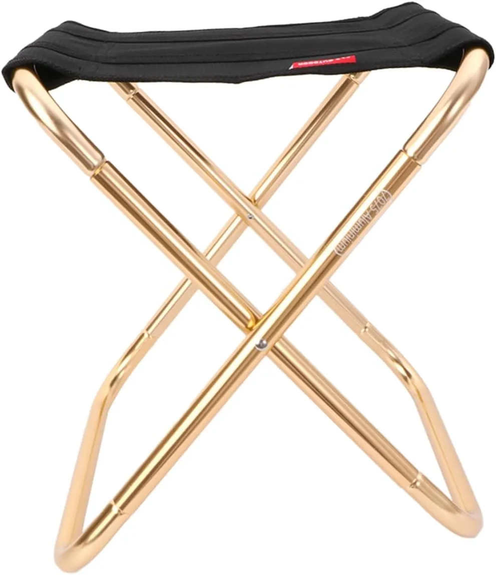 Outdoor Folding Stool Camp Portable Outside Seats Recliner Seating Lounge Chair Leisure Stools Sit Deck Cushion Canopy Fishing Seat Padded Patio Hanging Comfy Aluminum Alloy Black