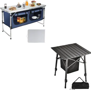 Outdoor Folding Table, Camping Table, Aluminum Camping Side Table, Compact Folding Outdoor Table, BBQ, Party, Picnic, Camping, Hiking, Beach