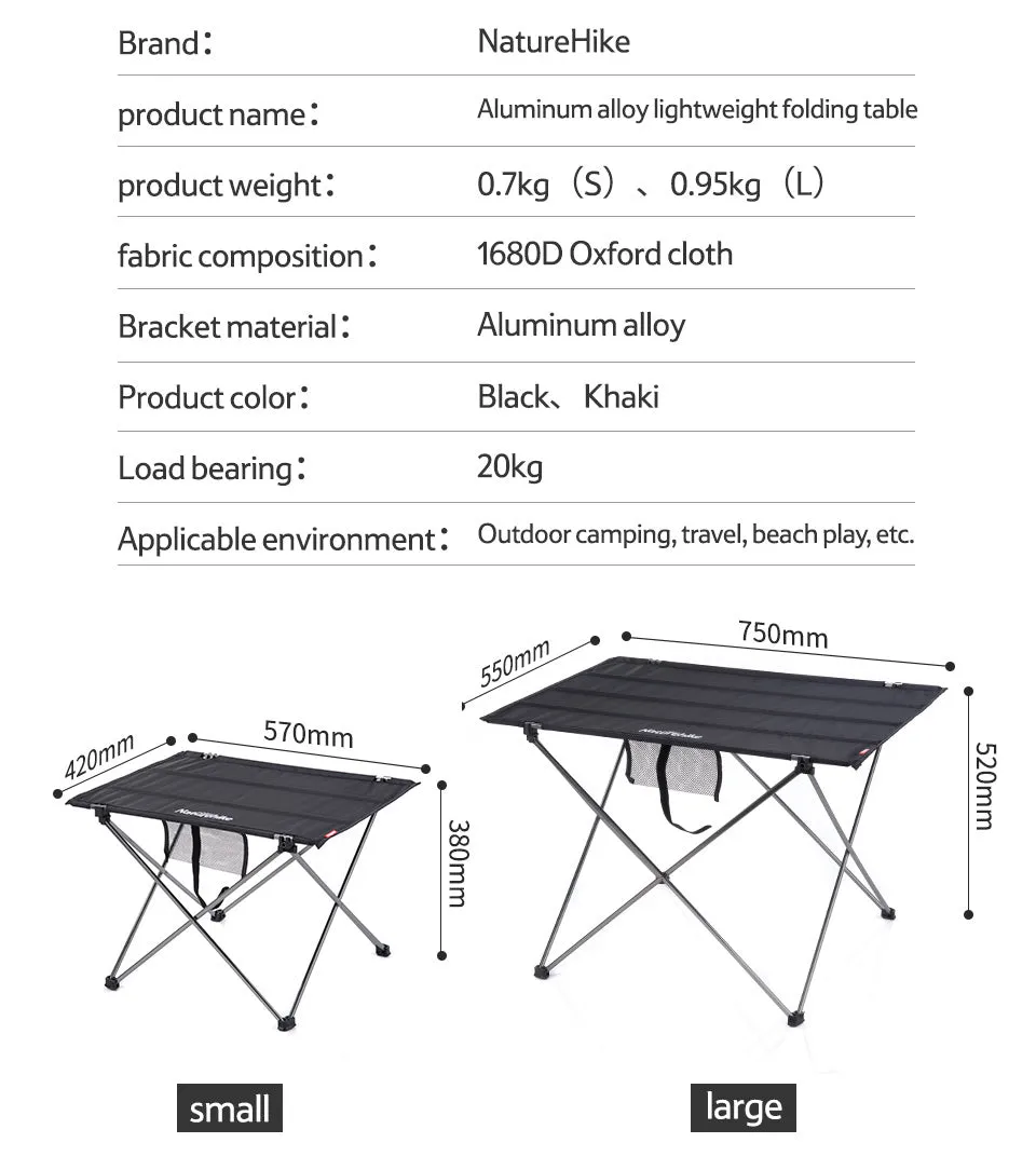 Outdoor lightweight folding table - Large